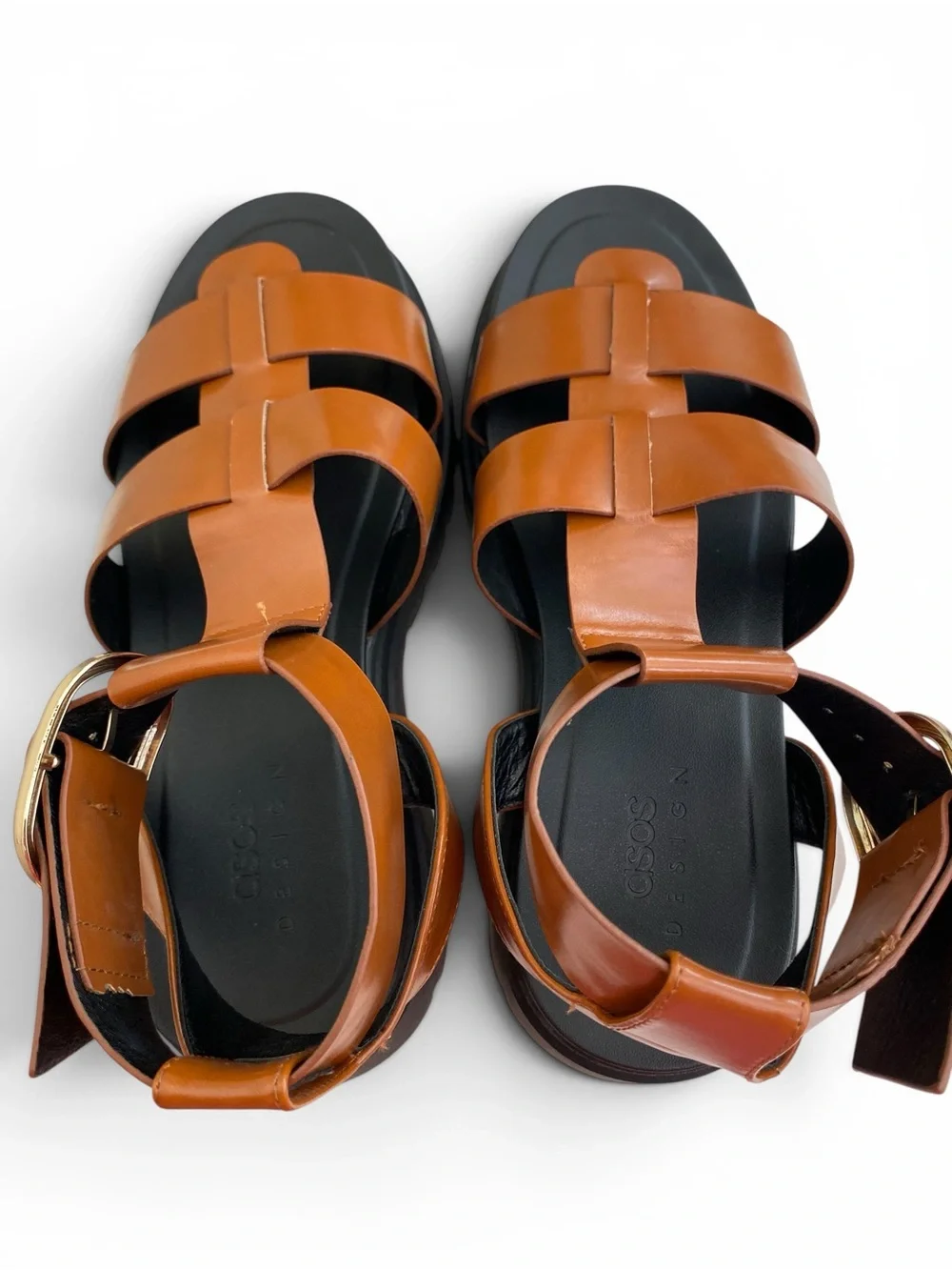 ASOS DESIGN Factor Buckle Hardware Chunky Fisherman Flat Sandals In Tan Sz 11